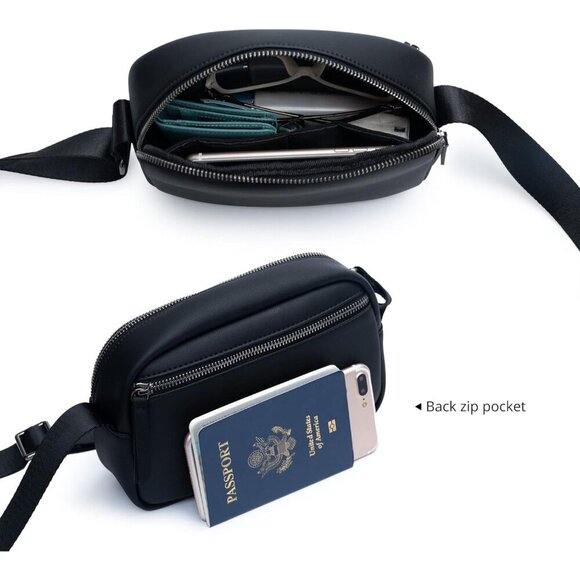 Small Crossbody Bag Vegan Leather Lightweight Multiple Pockets Travel Purse - Picture 3 of 4